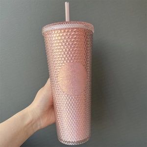 NEW STARBUCKS 24OZ VENTI STUDDED TUMBLER - PINK / GOLD GLITTER (CHINA RELEASE)